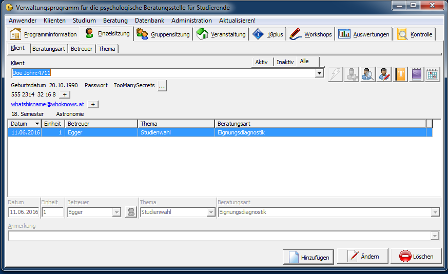 Fenster Einzelsitzungen