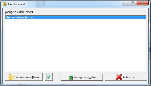 Fenster Export nach Excel