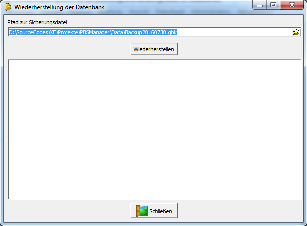 Seite Sichern/Wiederherstellen
