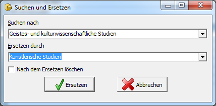 Fenster Suchen und Ersetzen